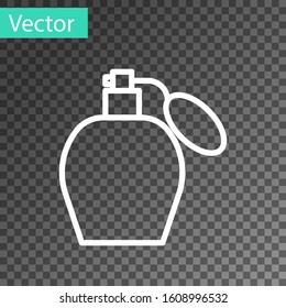 White line Perfume icon isolated on transparent background.  Vector Illustration