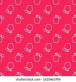 White line Perfume icon isolated seamless pattern on red background.  Vector Illustration