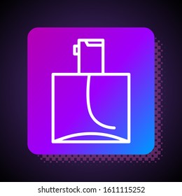 White line Perfume icon isolated on black background. Square color button. Vector Illustration