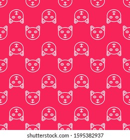White line Pet icon isolated seamless pattern on red background.  Vector Illustration