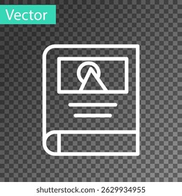 White line Photo album gallery icon isolated on transparent background.  Vector