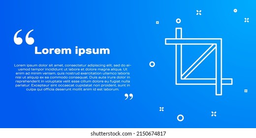 White line Picture crop photo icon isolated on blue background.  Vector