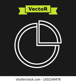 White line Pie chart infographic icon isolated on black background. Diagram chart sign.  Vector Illustration