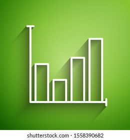 White line Pie chart infographic icon isolated on green background. Diagram chart sign.  Vector Illustration