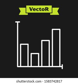 White line Pie chart infographic icon isolated on black background. Diagram chart sign.  Vector Illustration