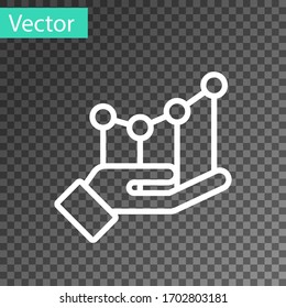 White line Pie chart infographic icon isolated on transparent background. Diagram chart sign. Vector Illustration