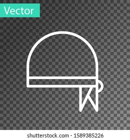 White line Pirate bandana for head icon isolated on transparent background.  Vector Illustration