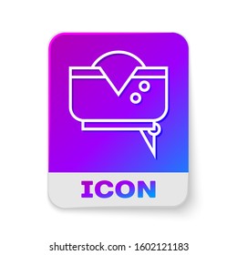 White line Pirate hat icon isolated on white background. Rectangle color button. Vector Illustration