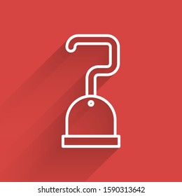 White line Pirate hook icon isolated with long shadow.  Vector Illustration