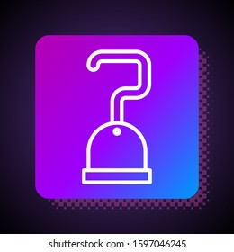 White line Pirate hook icon isolated on black background. Square color button. Vector Illustration