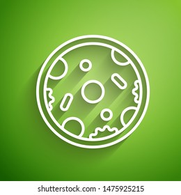 White line Pizza icon isolated on green background. Fast food menu. Vector Illustration White line Pizza icon isolated on green background. Fast food menu. Vector Illustration