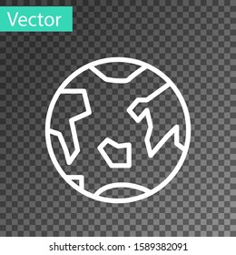 White line Planet Earth icon isolated on transparent background.  Vector Illustration