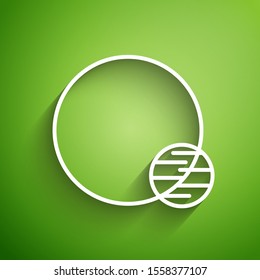 White line Planet icon isolated on green background.  Vector Illustration