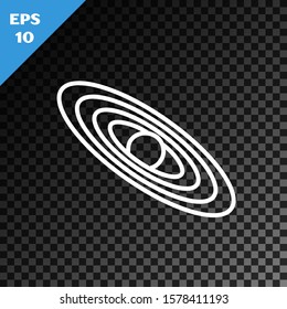 White line Planet icon isolated on transparent dark background.  Vector Illustration