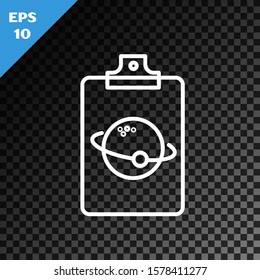 White line Planet icon isolated on transparent dark background.  Vector Illustration