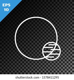 White line Planet icon isolated on transparent dark background.  Vector Illustration