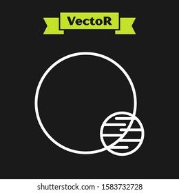 White line Planet icon isolated on black background.  Vector Illustration