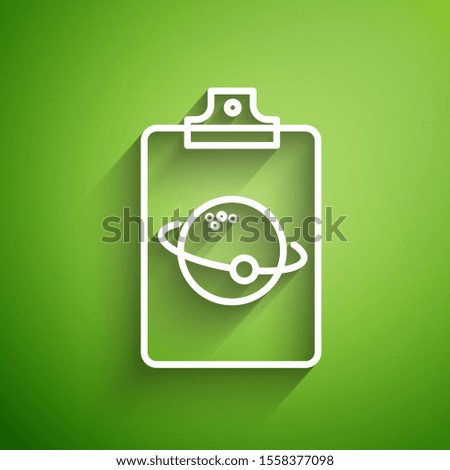 White line Planet icon isolated on green background.  Vector Illustration
