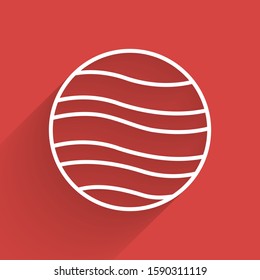 White line Planet Jupiter icon isolated with long shadow.  Vector Illustration