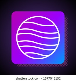 White line Planet Jupiter icon isolated on black background. Square color button. Vector Illustration