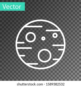 White line Planet Mars icon isolated on transparent background.  Vector Illustration