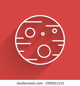 White line Planet Mars icon isolated with long shadow.  Vector Illustration