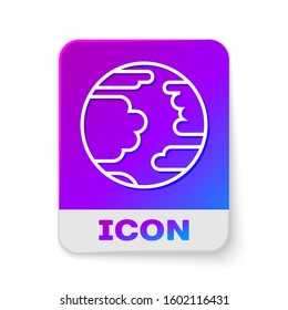 White line Planet Mercury icon isolated on white background. Rectangle color button. Vector Illustration