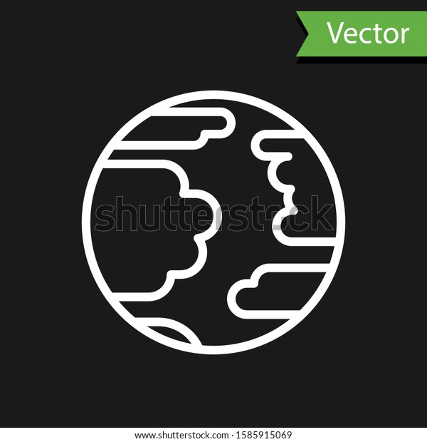 White line Planet Mercury icon isolated on
black background.  Vector
Illustration