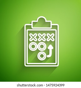 White line Planning strategy concept icon isolated on green background. Soccer or american football cup formation and tactic.  Vector Illustration