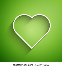 White line Playing card with heart symbol icon isolated on green background. Casino gambling.  Vector Illustration