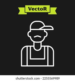White line Plumber icon isolated on black background.  Vector