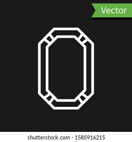 White line Poker table icon isolated on black background.  Vector Illustration