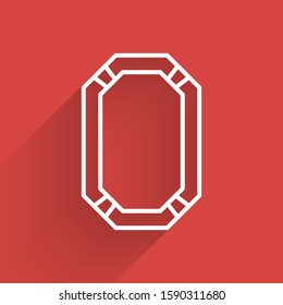 White line Poker table icon isolated with long shadow.  Vector Illustration
