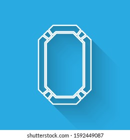 White line Poker table icon isolated with long shadow.  Vector Illustration