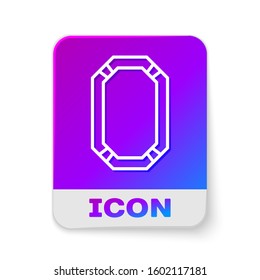 White line Poker table icon isolated on white background. Rectangle color button. Vector Illustration