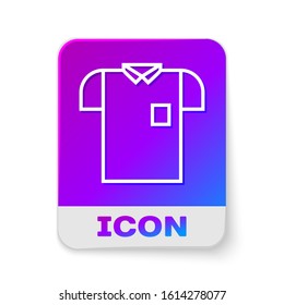 White line Polo shirt icon isolated on white background. Rectangle color button. Vector Illustration