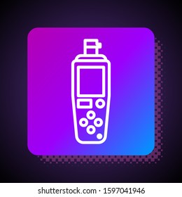 White line Portable sensor icon isolated on black background. Square color button. Vector Illustration