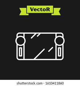 White line Portable video game console icon isolated on black background. Gamepad sign. Gaming concept.  Vector Illustration