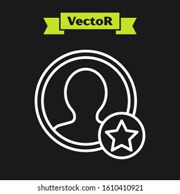 White line Premium create account screen icon isolated on black background.  Vector Illustration