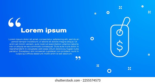 White line Price tag with dollar icon isolated on blue background. Badge for price. Sale with dollar symbol. Promo tag discount.  Vector