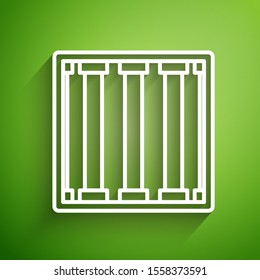 White line Prison window icon isolated on green background.  Vector Illustration