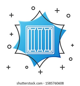 White line Prison window icon isolated on white background. Blue hexagon button. Vector Illustration