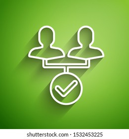 White line Project team base icon isolated on green background. Business analysis and planning, consulting, team work, project management.  Vector Illustration