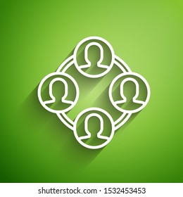 White line Project team base icon isolated on green background. Business analysis and planning, consulting, team work, project management.  Vector Illustration