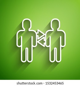 White line Project team base icon isolated on green background. Business analysis and planning, consulting, team work, project management.  Vector Illustration