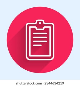 White line Psychological test icon isolated with long shadow background. Red circle button. Vector