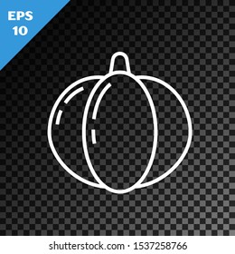 White line Pumpkin icon isolated on transparent dark background. Happy Halloween party.  Vector Illustration