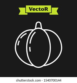 White line Pumpkin icon isolated on black background. Happy Halloween party.  Vector Illustration