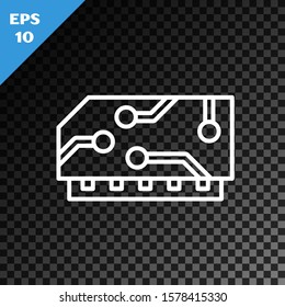 White line RAM, random access memory icon isolated on transparent dark background.  Vector Illustration