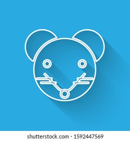 White line Rat zodiac sign icon isolated with long shadow. Astrological horoscope collection.  Vector Illustration